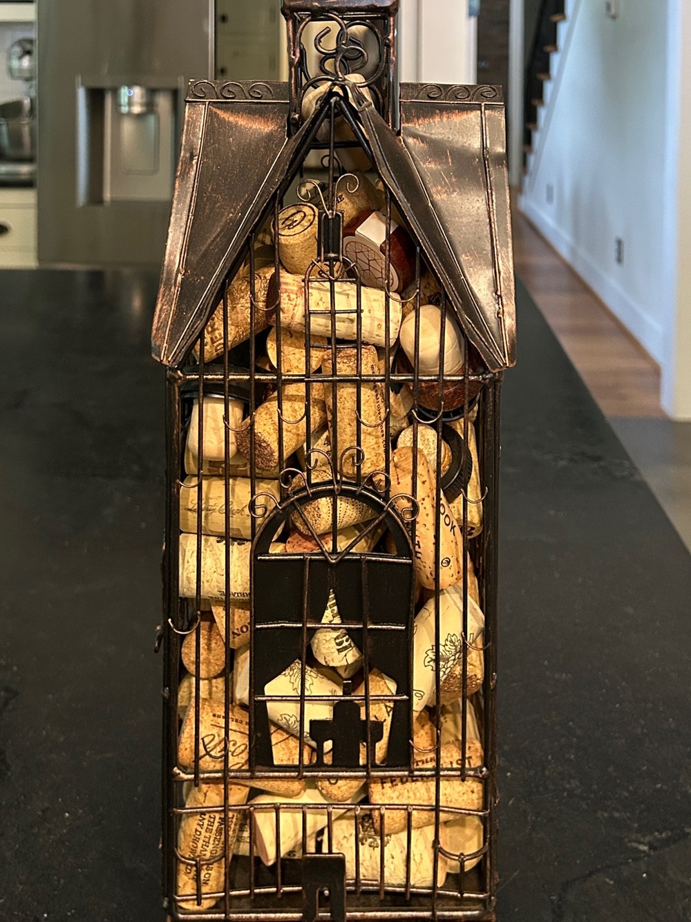 Decorative Metal Wine Cork House in Antique Bronze
